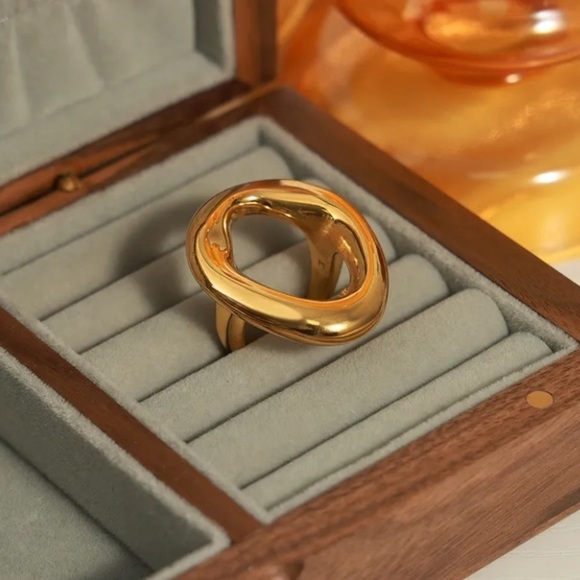 Stainless Steel Hollow Out Gold Ring - Picture 8 of 12